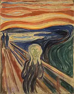 1910, tempera on cardboard. This version was stolen from the Munch Museum in 2004, but recovered in 2006.