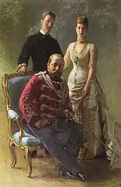 Edward, Prince of Wales, with his wife Princess Alexandra and son Prince Albert Victor