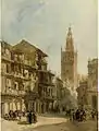 The Giralda, Seville, painting by	 Edward Angelo Goodall (1819–1908)