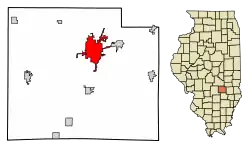 Location of Effingham in Effingham County, Illinois
