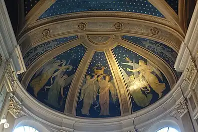 Ceiling of the Chapel of the Virgin,"Angels carrying the litanies of the Virgin" by Auguste-Barthelemy Glaize (1868).