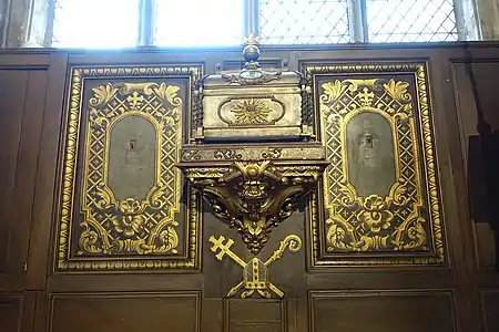 Detail of the carved and gilded interior, west porch
