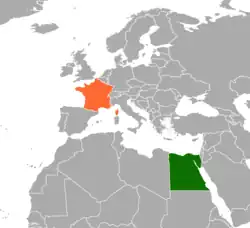 Map indicating locations of Egypt and France