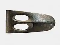 Egyptian duckbill-shaped axe blade of Syro-Palestinian type, a lethal technology probably introduced by the Hyksos (1981–1550 BC).