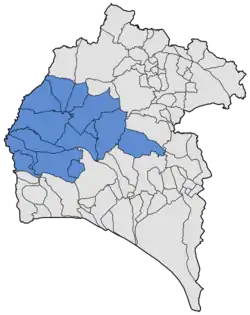 Location of El Andévalo in the province of Huelva