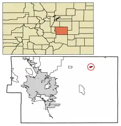 Location of the Town of Calhan in El Paso County, Colorado.