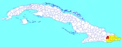 El Salvador municipality (red) within  Guantánamo Province (yellow) and Cuba