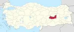 Location of the province within Turkey