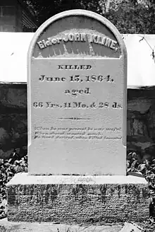 Elder John Kline gravestone, Broadway, Virginia, 1977