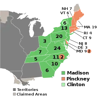 Election maps by state for election of 1808.