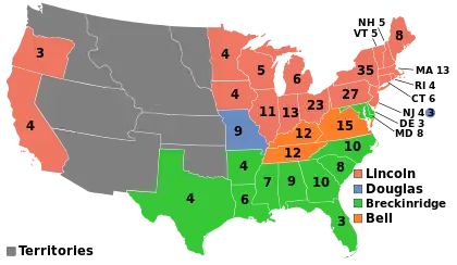 Electoral map, 1860 election