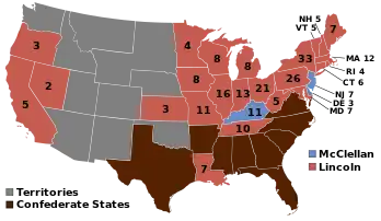 Electoral map, 1864 election