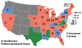 Electoral map, 1868 election