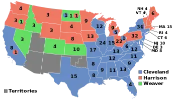 Electoral map, 1892 election