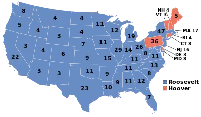 Electoral map, 1932 election