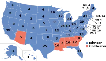Electoral map, 1964 election