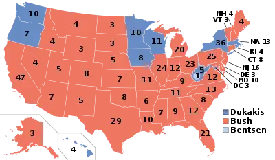 Electoral map, 1988 election