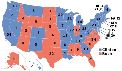 Electoral map, 1992 election