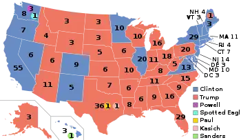 Electoral map, 2016 election