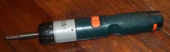 A rechargeable battery-powered electric screwdriver