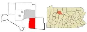 Location in Elk County and the state of Pennsylvania.