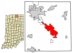 Location of Goshen in Elkhart County, Indiana.