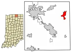 Location of Middlebury in Elkhart County, Indiana.