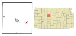 Location within Ellis County and Kansas