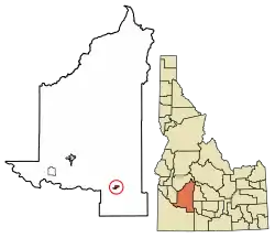 Location of Glenns Ferry in Elmore County, Idaho.