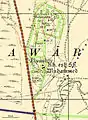 Vicinity of Yemenite moshav Elyashiv in 1941, with location of modern roads added in green