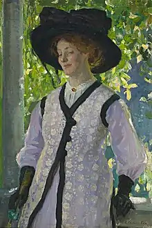 On the Balcony by E. Phillips Fox, featuring Edith Susan Gerard Anderson as the model