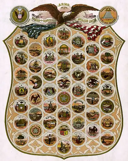 Seals of the U.S. states, territories, and federal district as of 1876