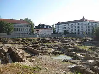 Excavations at the building site of the planned new National and University Library of Slovenia. One of the discoveries was the ancient Roman public bath house.
