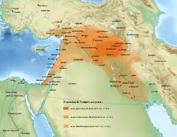 The territorial evolution of the Assyrian Empire.