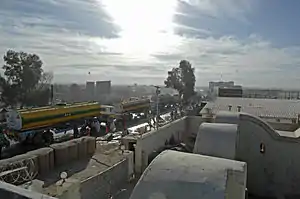 Empty fuel trucks heading towards the Friendship Gate at the Wesh-Chaman border crossing