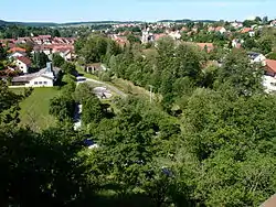 View from the railway bridge towards Emskirchen