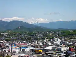 View of central Ena, Ena Valley Amusement Park and Mount Ontake