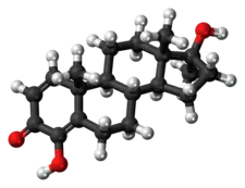 Ball-and-stick model of the enestebol molecule