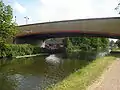 Road bridge leading to the island spanning the River Lee Navigation (completed 1998)