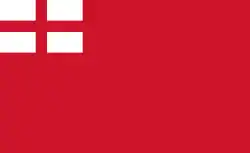 Red Ensign used by the Royal Navy and merchant vessels of the Kingdom of England from 1620–1707