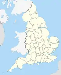 Map of England showing the location of Broxton in Cheshire