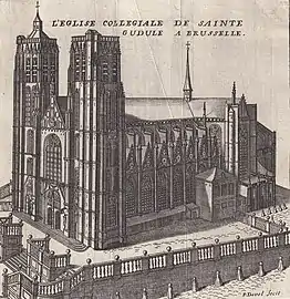 St. Gudula's Church, etching by Pieter Devel from Les délices des Pays-Bas, 1711