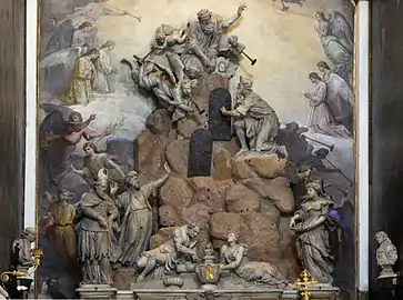 Main Altarpiece with sculpture by Meyring and painting by Morlaiter