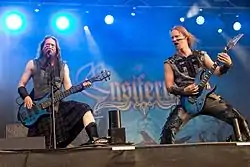 Sami Hinkka and Petri Lindroos with Ensiferum at Rockharz festival 2016 in Germany
