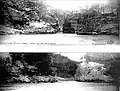The narrowest part of the gorge before and after it was widened