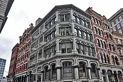 The 1872 Equitable Buildings represents one of the earliest uses of a cast iron facade in the city