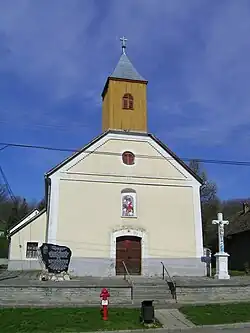 In front of Saint Luke Catholic church