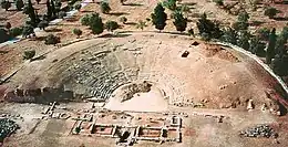 aerial view of the ancient theater at Eretria