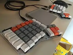 Ergodox, adjustable-split with vertical columns and staggered rows