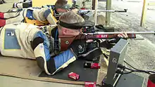 An ISSF 50 meter rifle prone competition in Los Angeles, USA in 2012.